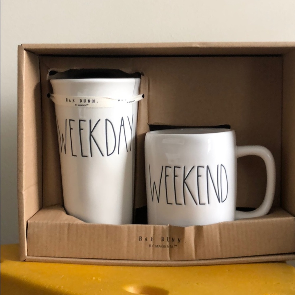 Rae Dunn WEEKDAY & WEEKEND mugs